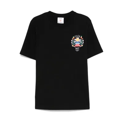 Casablanca Casa Way Mountain Printed Organic Cotton-jersey T-shirt In Black
