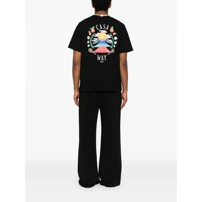 Casablanca Casa Way Mountain Printed Organic Cotton-jersey T-shirt In Black