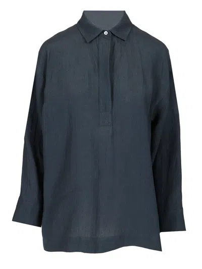 's Max Mara Linen Polo Shirt Shirts Blue