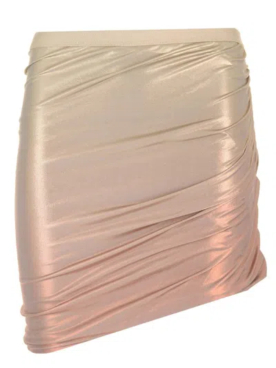 Rick Owens Lillies Metallic Stretch Viscose Miniskirt Skirts White
