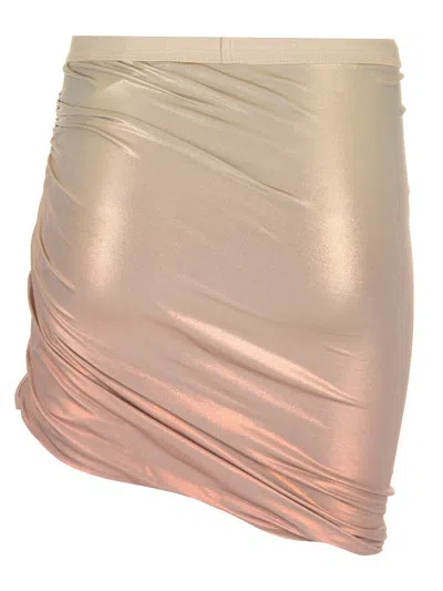 Rick Owens Lillies Metallic Stretch Viscose Miniskirt Skirts White