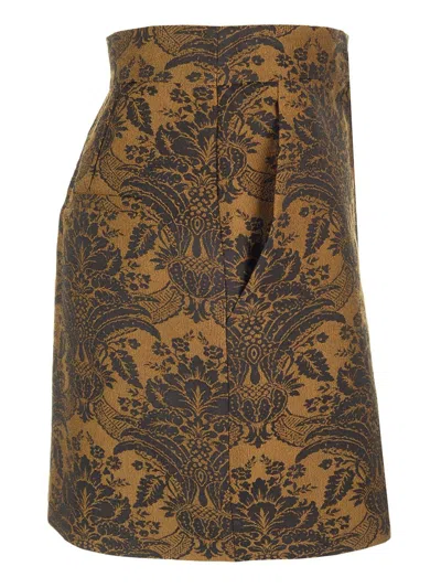 Shop Max Mara Mini Skirt In Jacquard Wool Skirts Multicolor