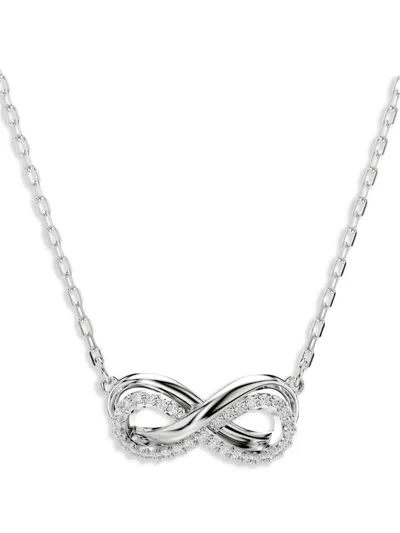 Swarovski Hyperbola Infinity Pendant Necklace, 15" + 2-3/4" Extender In White