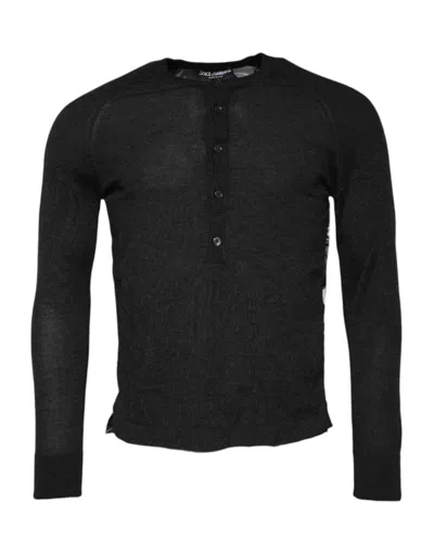 Dolce & Gabbana Black Printed Knitted Men Pullover Sweater In Black