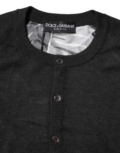 Dolce & Gabbana Black Printed Knitted Men Pullover Sweater In Black