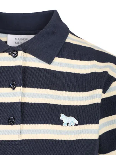 MAISON KITSUNÉ POLO WITH MULTI STRIPES MOTIF POLO SHIRT MULTICOLOR 