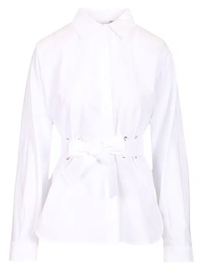 Max Mara Poplin Shirt With Belt Shirts White