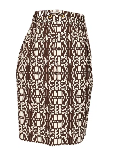 Max Mara Printed Poplin Shorts Trousers Brown