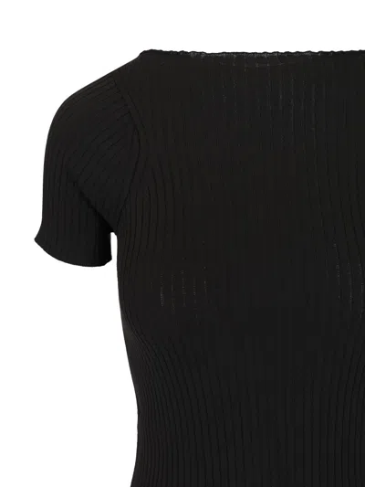 Sportmax Ribbed Cotton T-shirt Tops Black