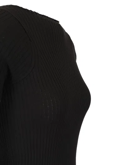 Sportmax Ribbed Cotton T-shirt Tops Black