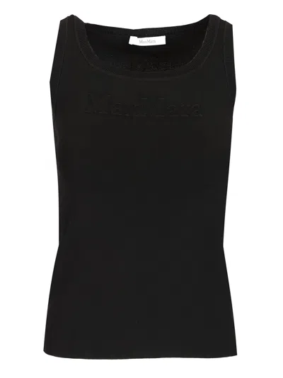 Max Mara Sleeveless Top With Logo Tops Black