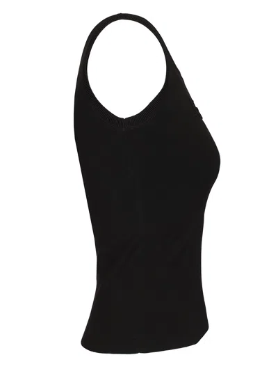 Max Mara Sleeveless Top With Logo Tops Black