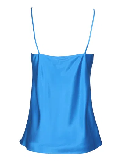 Max Mara Spaghetti Strap Satin Top Tops Blue