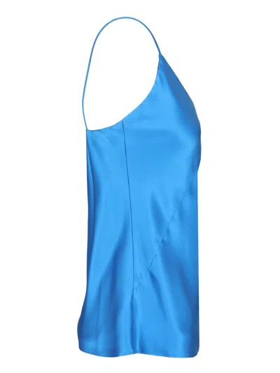 Max Mara Spaghetti Strap Satin Top Tops Blue