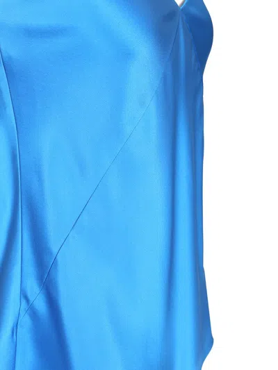 Max Mara Spaghetti Strap Satin Top Tops Blue