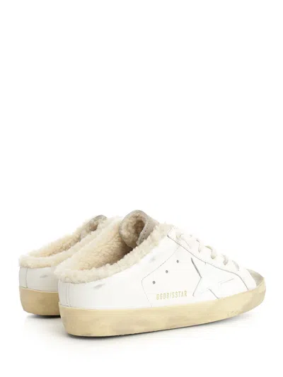 Golden Goose Snakers Super Star Leather Sabot White And Taupe In White