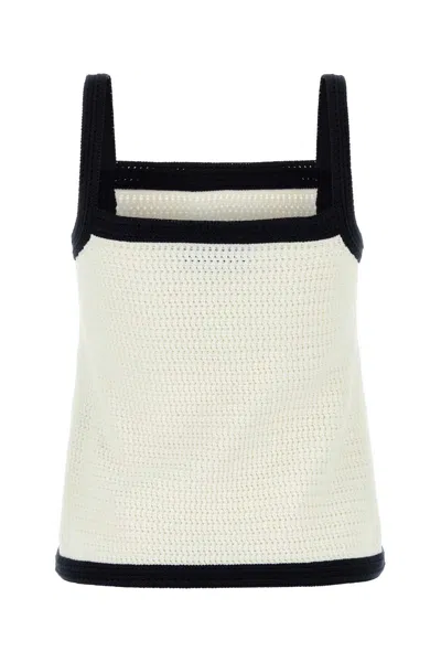 Gucci Canotta In Crochet Stretch Bianco  Donna