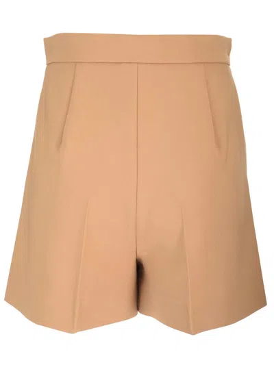 MAX MARA WOOL CANVAS SHORTS TROUSERS BEIGE 