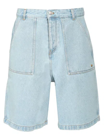 Shop Maison Kitsuné Denim Workwear Shorts Trousers Light Blue