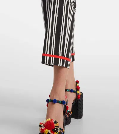 Dolce & Gabbana Striped Cotton Straight Pants In Black