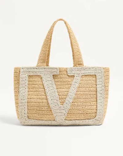 Valentino Garavani Large Raffia Viva Superstar Crochet Tote Bag In Brown