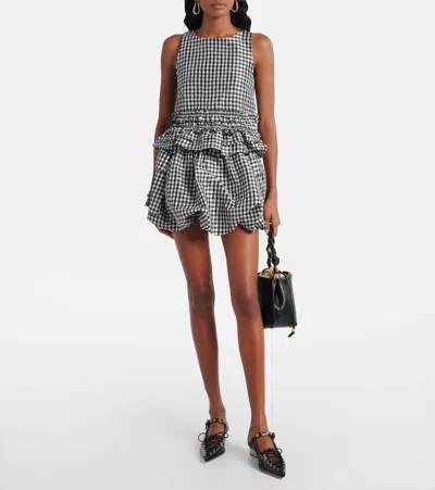 Ganni Skirt With Balloon Effect And Gingham Pattern In Multi