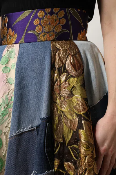 Dolce & Gabbana Multicolor Patchwork High Waisted Midi Women's Skirt