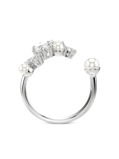 Swarovski Crystal Cultivated Pearl Round Cuts Statement Ring