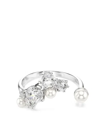 Swarovski Crystal Cultivated Pearl Round Cuts Statement Ring