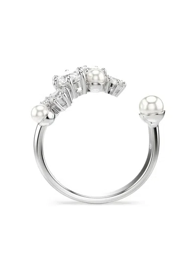 Swarovski Crystal Cultivated Pearl Round Cuts Statement Ring