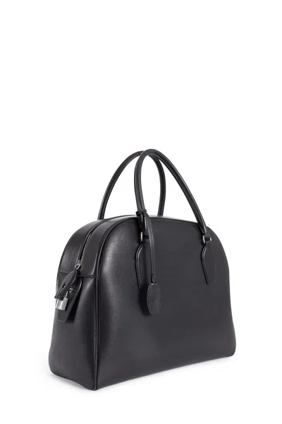 The Row India Medium Leather Tote Bag In Black