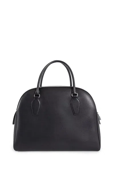 The Row India Medium Leather Tote Bag In Black