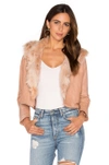 MARIA STANLEY HARLOW JACKET WITH FAUX FUR COLLAR