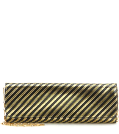 Balenciaga Pochette M Metallic Striped Leather Clutch In Black