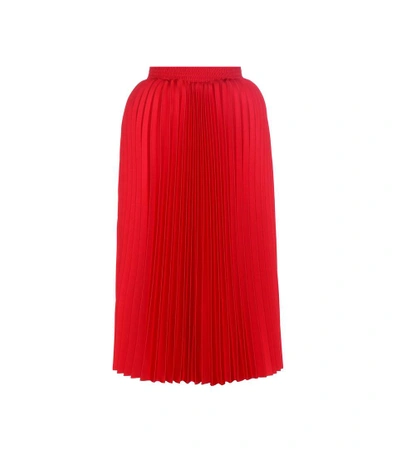 Balenciaga 褶裥斜纹布中长半身裙 In Red