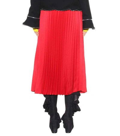 Shop Balenciaga Pleated Twill Midi Skirt