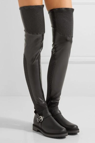 Shop Fendi Quilted Stretch-leather Over-the-knee Boots