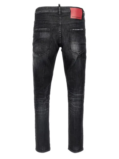 Dsquared2 Cool Gut Black Jeans With Belt Loops And Faded Effect In Denim Man