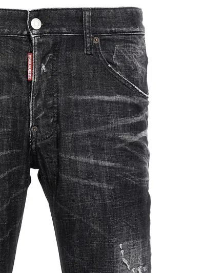 Dsquared2 Cool Gut Black Jeans With Belt Loops And Faded Effect In Denim Man