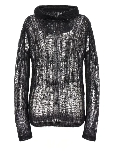 Rick Owens Spider Hoodie Sweaters And Cardigans Black In Black