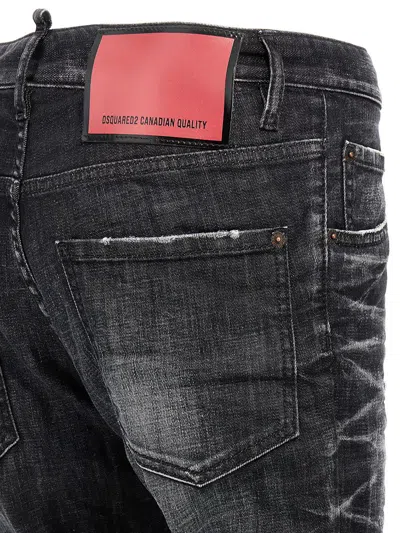 Dsquared2 Cool Gut Black Jeans With Belt Loops And Faded Effect In Denim Man