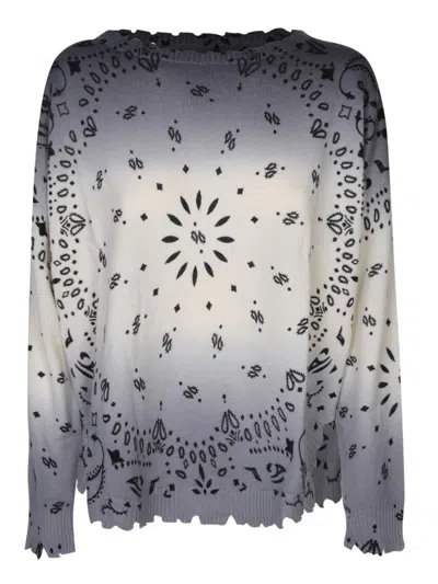 Kujten Gradient Knitwear With Intricate Black Patterns