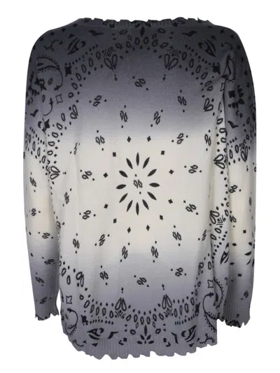 Kujten Gradient Knitwear With Intricate Black Patterns