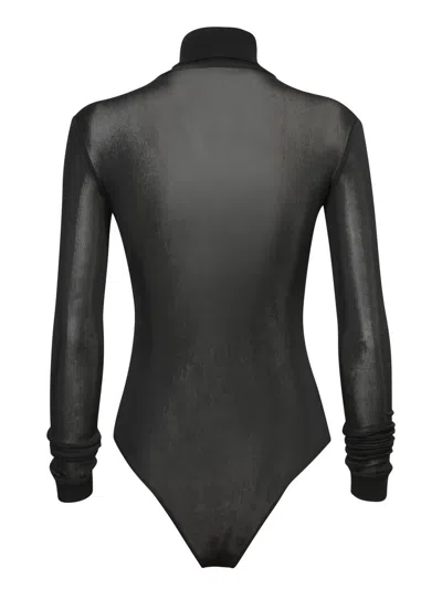 Maison Margiela High-neck Bodysuit With Pleated Sleeve Details And Stretch Fabric