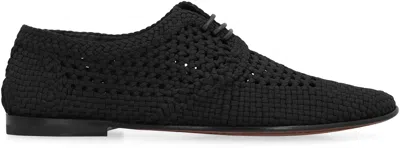 Dolce & Gabbana Black Lace-up Shoes With Woven Design