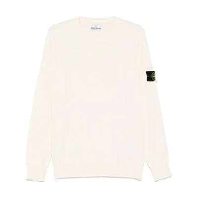 Stone Island Beige Long-sleeved Sweater With Distinctive Logo Patch
