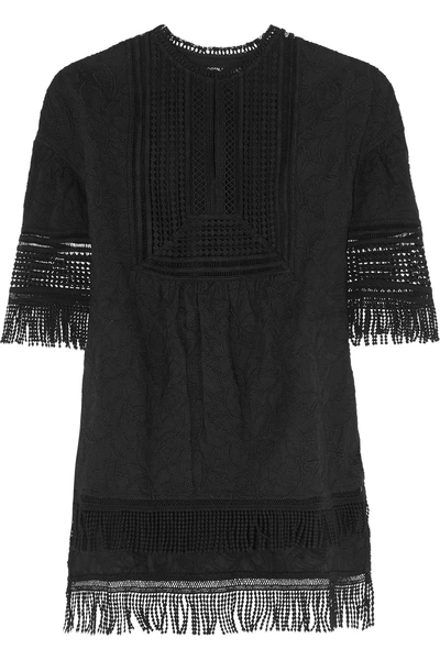 Goen J Fringed Embroidered Cotton Top