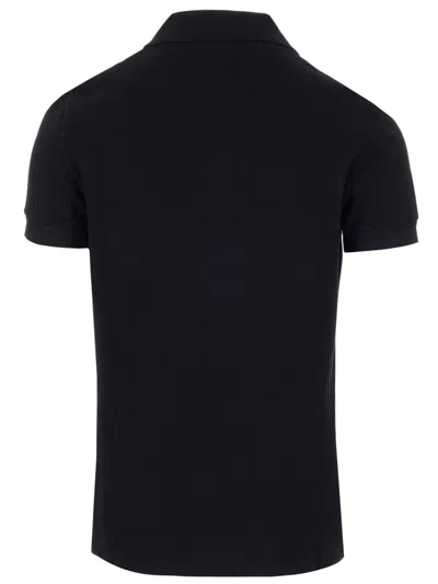 Tom Ford Black Short-sleeves Polo In Cotton Piquet Jersey Man