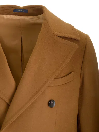 Guarinucci Ulster Tobacco Coat In Virgin Wool And Cashmere Coats Brown