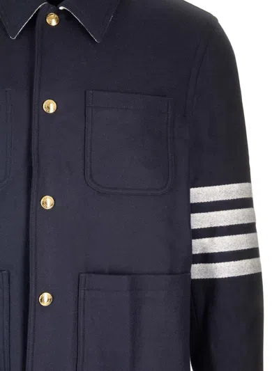 Thom Browne Wool Cashmere 4-bar Utility Jacket Jackets Blue